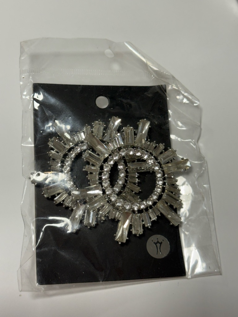 Sparkling Baguette Sunburst Earrings in Silver